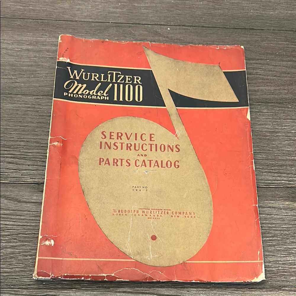 Rare Wurlitzer Model 1100 Service Instructions and Parts Catalog 1940’s Juke box